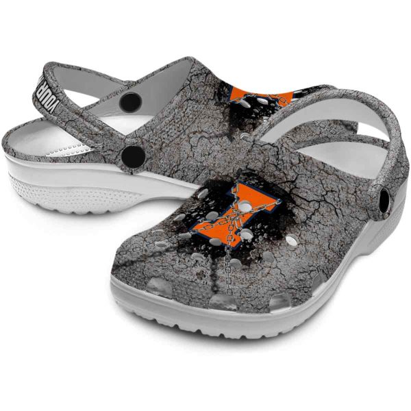 Customized Illinois Fighting Illini Cracked Ground Texture Crocs Latest Model