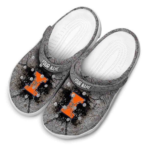 Customized Illinois Fighting Illini Cracked Ground Texture Crocs Trendy