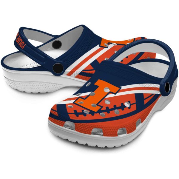 Customized Illinois Fighting Illini Football Motif Crocs Latest Model