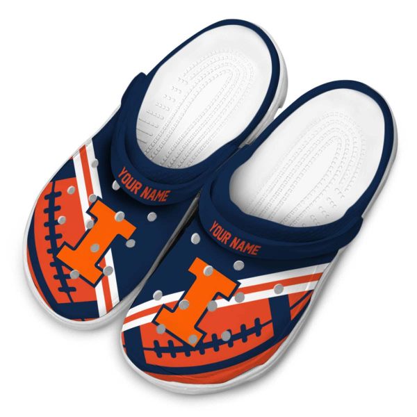 Customized Illinois Fighting Illini Football Motif Crocs Trendy