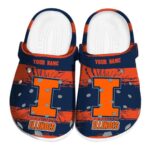 Customized Illinois Fighting Illini Paint Splatter Graphics Crocs Best selling