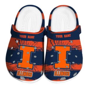 Customized Illinois Fighting Illini Paint Splatter Graphics Crocs Best selling