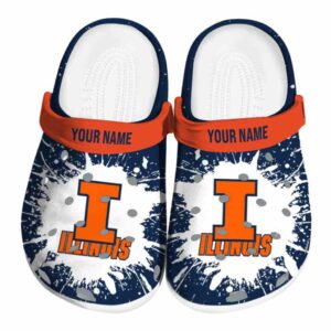 Customized Illinois Fighting Illini Splash Art Crocs Best selling