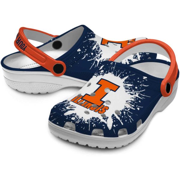 Customized Illinois Fighting Illini Splash Art Crocs Latest Model