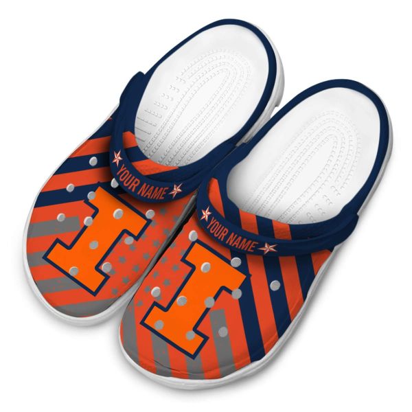 Customized Illinois Fighting Illini Star Spangled Graphic Crocs Trendy