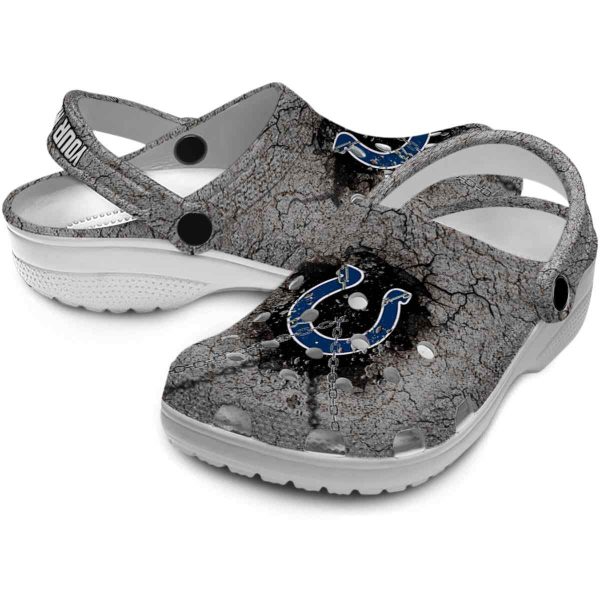 Customized Indianapolis Colts Cracked Ground Texture Crocs Latest Model