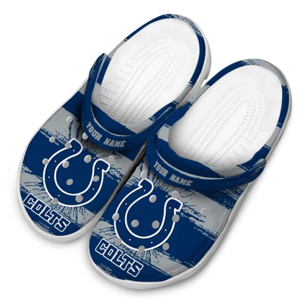 Customized Indianapolis Colts Paint Splatter Graphics Crocs Trendy