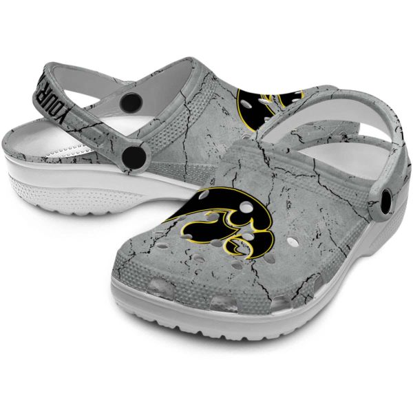 Customized Iowa Hawkeyes Cracked Texture Crocs Latest Model
