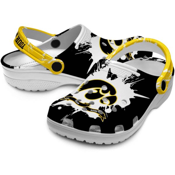 Customized Iowa Hawkeyes Splatter Pattern Crocs Latest Model
