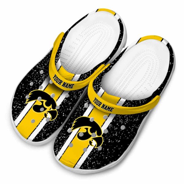 Customized Iowa Hawkeyes Vertical Stripes Crocs Trendy
