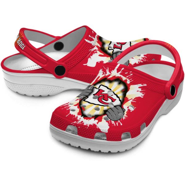 Customized Kansas City Chiefs Gripping Hand Crocs Latest Model