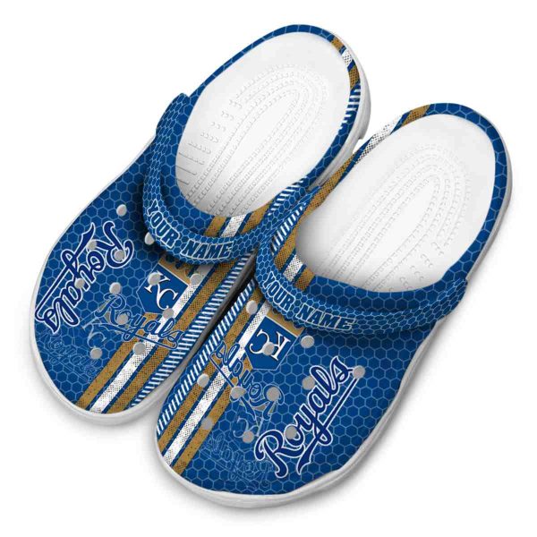 Customized Kansas City Royals Contrasting Stripes Crocs Trendy