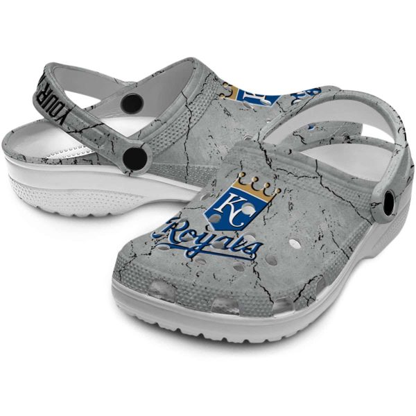 Customized Kansas City Royals Cracked Texture Crocs Latest Model
