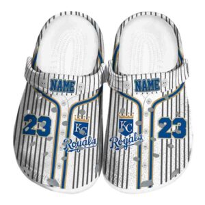 Customized Kansas City Royals Pinstripe Pattern Crocs Best selling