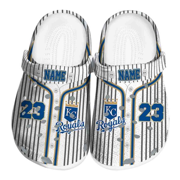 Customized Kansas City Royals Pinstripe Pattern Crocs Best selling