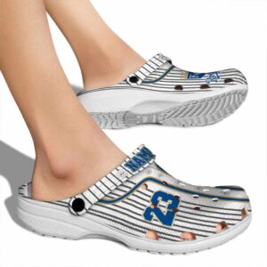 Customized Kansas City Royals Pinstripe Pattern Crocs High quality