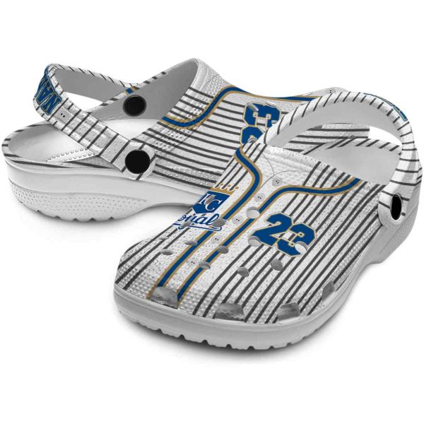 Customized Kansas City Royals Pinstripe Pattern Crocs Latest Model