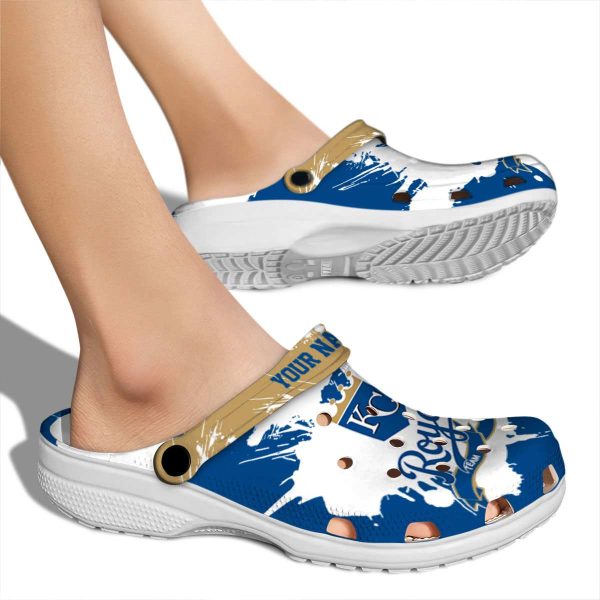Customized Kansas City Royals Splatter Pattern Crocs High quality