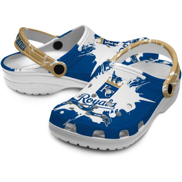 Customized Kansas City Royals Splatter Pattern Crocs Latest Model