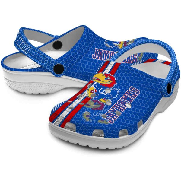 Customized Kansas Jayhawks Contrasting Stripes Crocs Latest Model