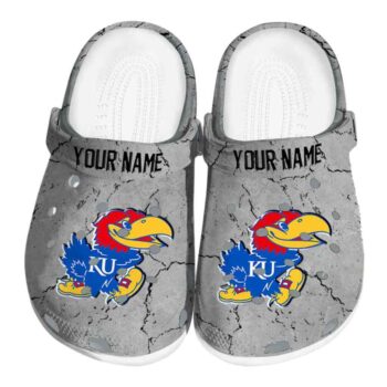 Customized Kansas Jayhawks Cracked Texture Crocs Best selling
