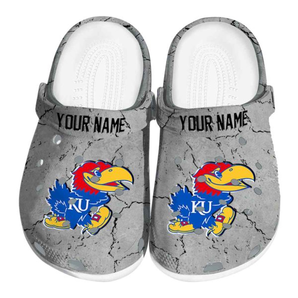 Customized Kansas Jayhawks Cracked Texture Crocs Best selling