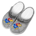 Customized Kansas Jayhawks Cracked Texture Crocs Best selling