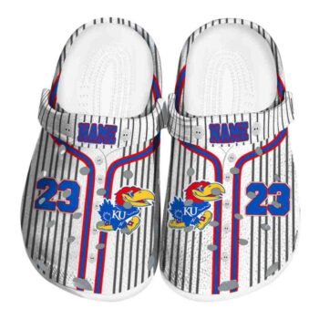 Customized Kansas Jayhawks Pinstripe Pattern Crocs Best selling