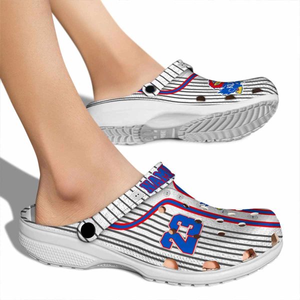 Customized Kansas Jayhawks Pinstripe Pattern Crocs High quality