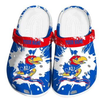 Customized Kansas Jayhawks Splatter Pattern Crocs Best selling