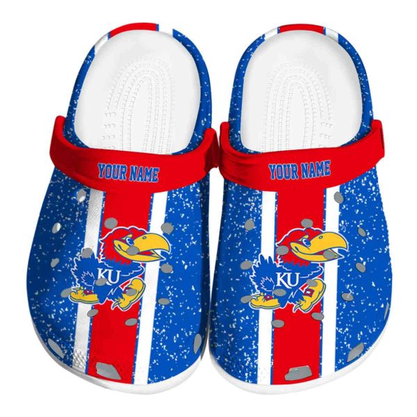 Customized Kansas Jayhawks Vertical Stripes Crocs Best selling