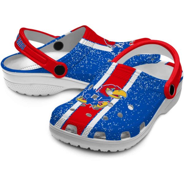 Customized Kansas Jayhawks Vertical Stripes Crocs Latest Model