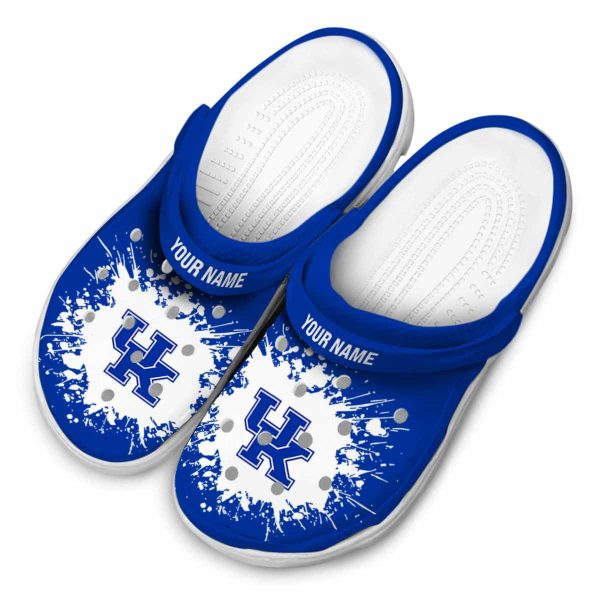 Customized Kentucky Wildcats Splatter Background Crocs Trendy