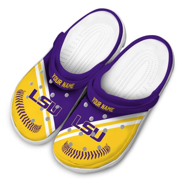 Customized LSU Tigers Baseball Motif Crocs Trendy