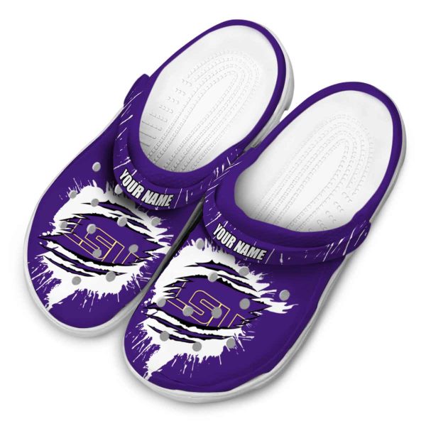 Customized LSU Tigers Splash Motif Background Crocs Trendy