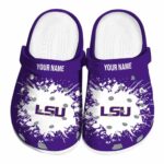 Customized LSU Tigers Splatter Background Crocs Best selling