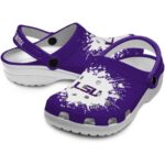Customized LSU Tigers Splatter Background Crocs Best selling