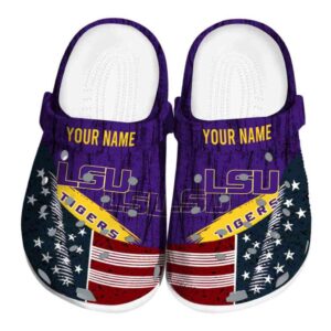 Customized LSU Tigers Star Spangled Side Pattern Crocs Best selling