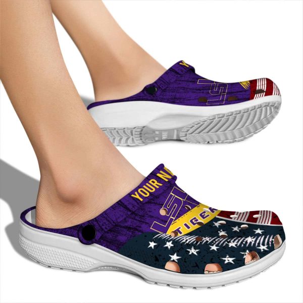 Customized LSU Tigers Star Spangled Side Pattern Crocs High quality