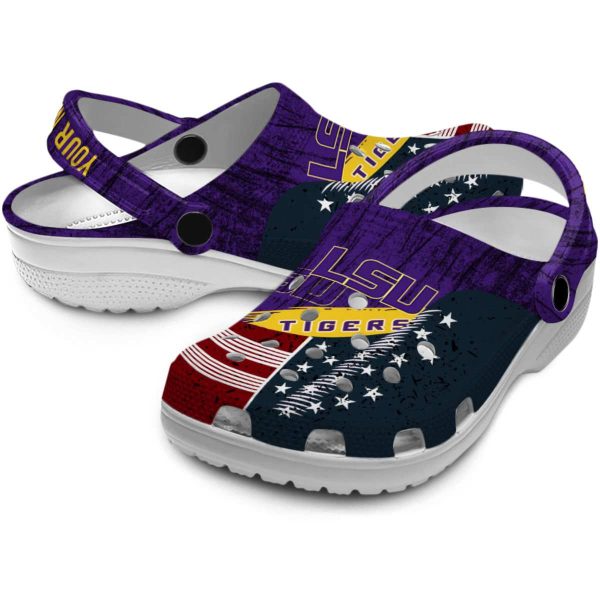 Customized LSU Tigers Star Spangled Side Pattern Crocs Latest Model