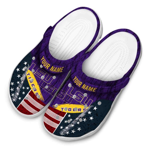 Customized LSU Tigers Star Spangled Side Pattern Crocs Trendy