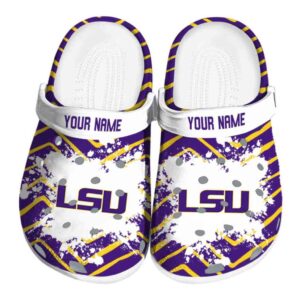 Customized LSU Tigers Zigzag Paint Burst Crocs Best selling