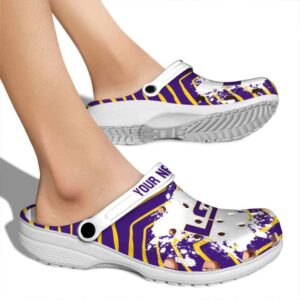 Customized LSU Tigers Zigzag Paint Burst Crocs High quality
