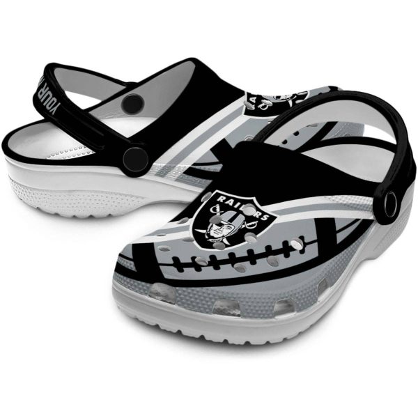 Customized Las Vegas Raiders Football Motif Crocs Latest Model