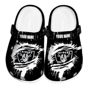 Customized Las Vegas Raiders Splash Motif Background Crocs Best selling