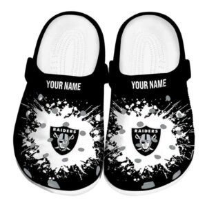 Customized Las Vegas Raiders Splatter Background Crocs Best selling