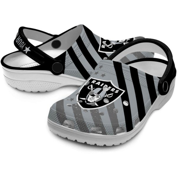 Customized Las Vegas Raiders Star Spangled Graphic Crocs Latest Model
