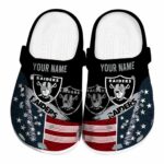 Customized Las Vegas Raiders Star Spangled Side Pattern Crocs Best selling