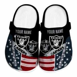 Customized Las Vegas Raiders Star Spangled Side Pattern Crocs Best selling