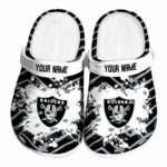 Customized Las Vegas Raiders Zigzag Paint Burst Crocs Best selling